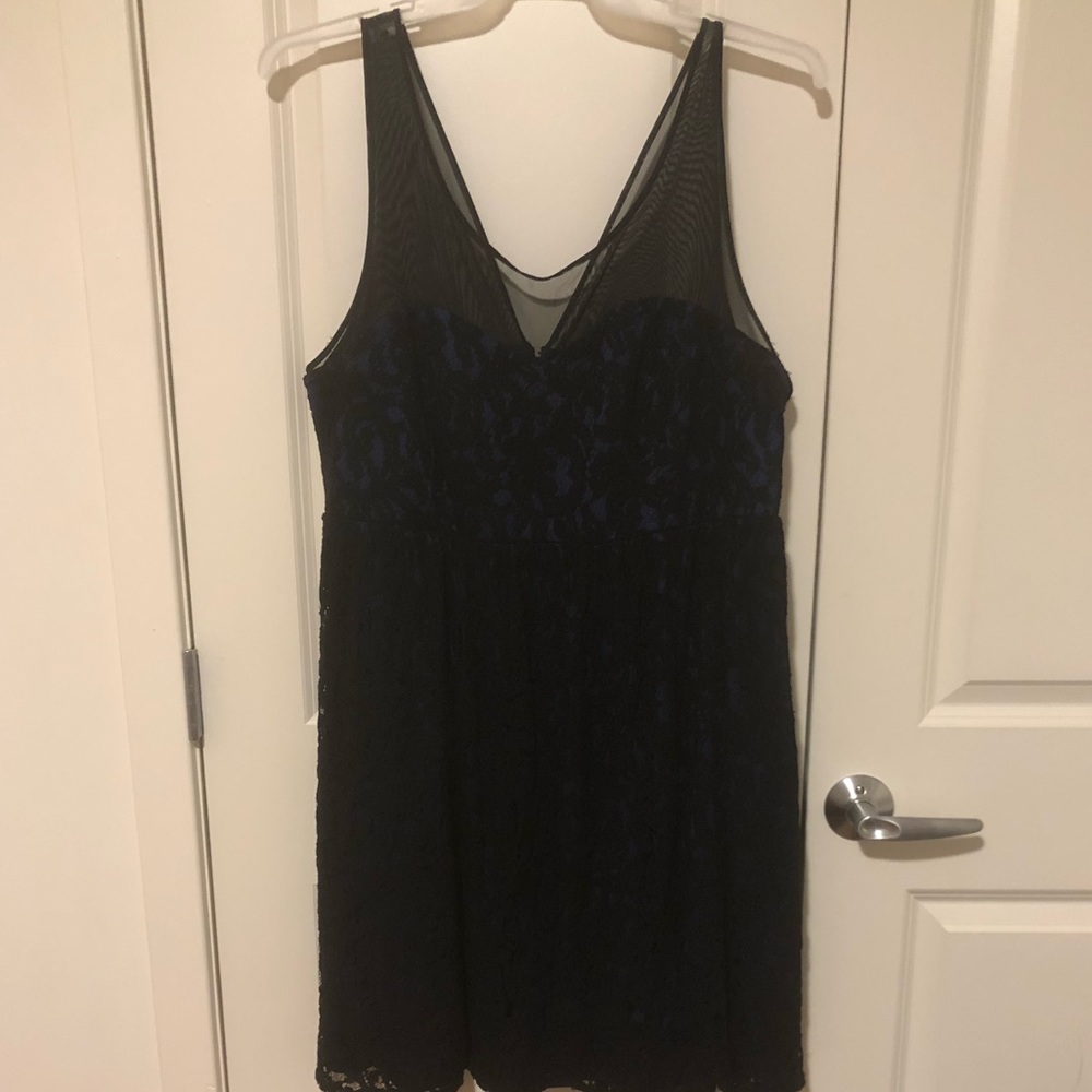 Plus-size, Navy and black lace dress